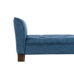 Decoshop26 Banc Banquette Capitonné En Tissu Bleu Avec Pieds En Bois Marron Fonc... -Vente-unique shop banc banquette capitonne en tissu bleu avec pieds en bois marron fonce largeur 133cm ban10094 10278680 26529690 1140x1140
