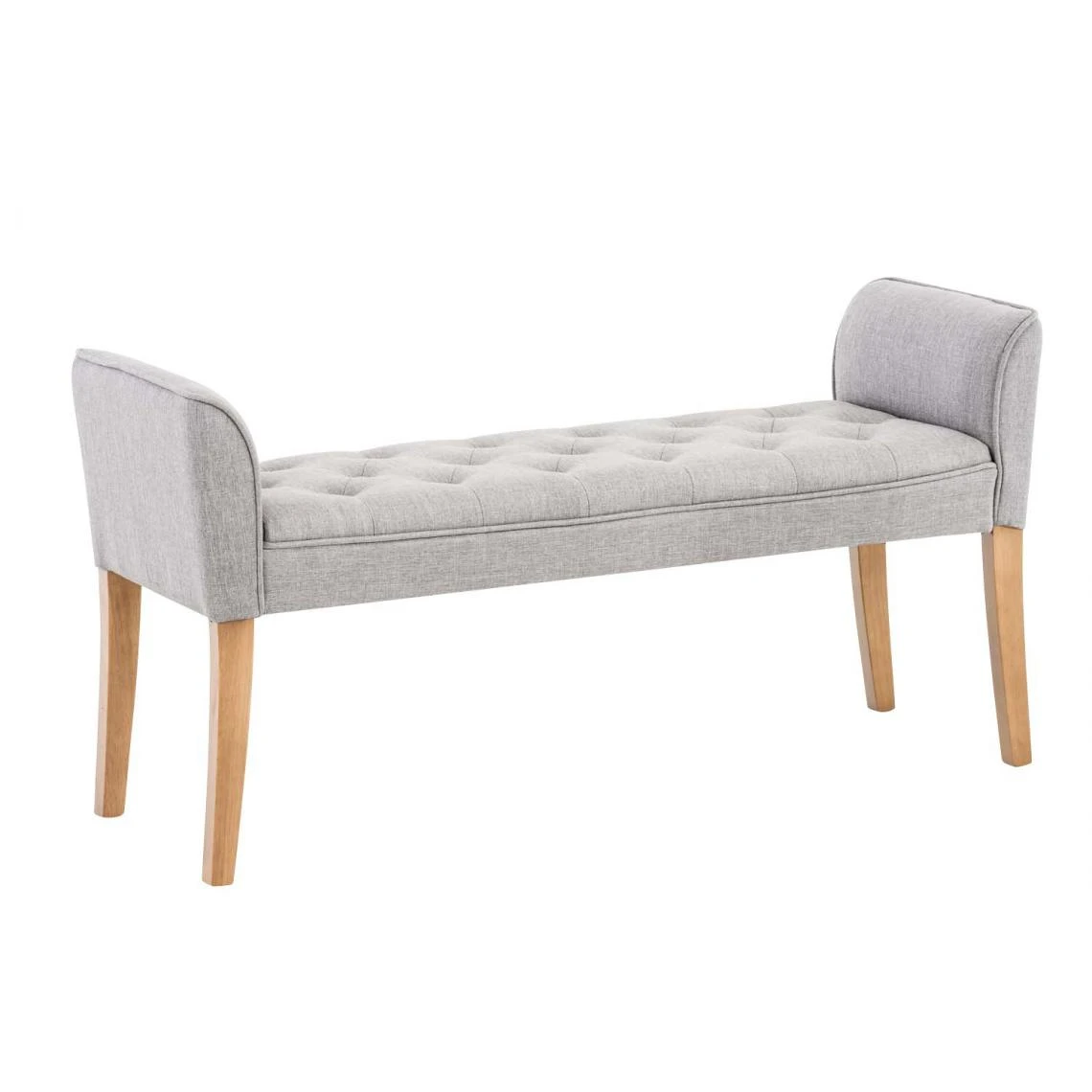 Decoshop26 Banc Banquette Capitonné En Tissu Gris Clair Avec Pieds En Bois Large... 3 Decoshop26 Banc Banquette Capitonné En Tissu Gris Clair Avec Pieds En Bois Large...