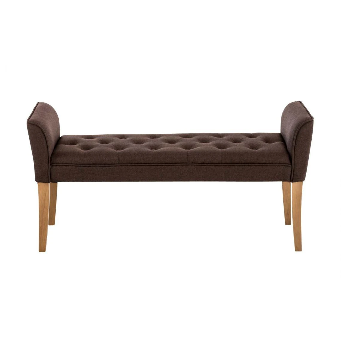 Decoshop26 Banc Banquette Capitonné En Tissu Marron Avec Pieds En Bois Largeur 1... 4 Decoshop26 Banc Banquette Capitonné En Tissu Marron Avec Pieds En Bois Largeur 1... – Image 2