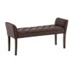 Decoshop26 Banc Banquette Capitonné En Tissu Marron Avec Pieds En Bois Marron Fo...