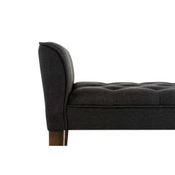 Decoshop26 Banc Banquette Capitonné En Tissu Noir Avec Pieds En Bois Marron Fonc... -Vente-unique shop banc banquette capitonne en tissu noir avec pieds en bois marron fonce largeur 133cm ban10099 10278630 26529542 1140x1140