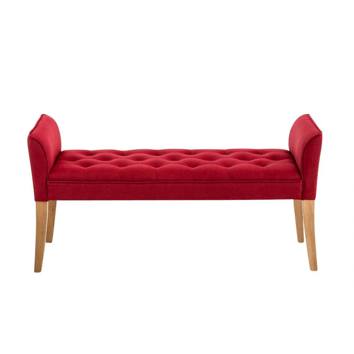 Decoshop26 Banc Banquette Capitonné En Tissu Rouge Avec Pieds En Bois Largeur 13... 4 Decoshop26 Banc Banquette Capitonné En Tissu Rouge Avec Pieds En Bois Largeur 13... – Image 2