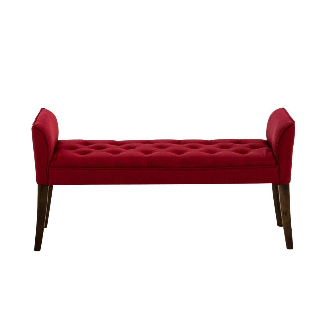 Decoshop26 Banc Banquette Capitonné En Tissu Rouge Avec Pieds En Bois Marron Fon... 4 Decoshop26 Banc Banquette Capitonné En Tissu Rouge Avec Pieds En Bois Marron Fon... – Image 2