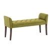 Decoshop26 Banc Banquette Capitonné En Tissu Vert Avec Pieds En Bois Marron Fonc... -Vente-unique shop banc banquette capitonne en tissu vert avec pieds en bois marron fonce largeur 133cm ban10096 10278736 26529852 1140x1140