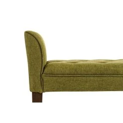 Decoshop26 Banc Banquette Capitonné En Tissu Vert Avec Pieds En Bois Marron Fonc... -Vente-unique shop banc banquette capitonne en tissu vert avec pieds en bois marron fonce largeur 133cm ban10096 10278736 26529858 1140x1140
