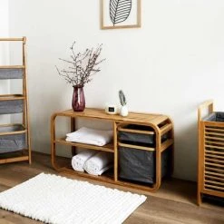 TOILINUX Banc D'entrée Avec Rangements En Bambou Et Tissu - Gris Et Beige 8 TOILINUX Banc D'entrée Avec Rangements En Bambou Et Tissu - Gris Et Beige -Vente-unique shop banc dentree avec rangements en bambou et tissu gris et beige 13604924 37390358 1140x1140