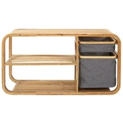 TOILINUX Banc D'entrée Avec Rangements En Bambou Et Tissu - Gris Et Beige 9 TOILINUX Banc D'entrée Avec Rangements En Bambou Et Tissu - Gris Et Beige -Vente-unique shop banc dentree avec rangements en bambou et tissu gris et beige 13604924 37390360 1140x1140