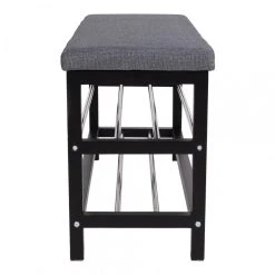 HOUSE NORDIC Banc Gris Et Noir Avec Deux Etagères PADOVA -Vente-unique shop banc gris et staructure noir avec deux etageres daril design 1195521 2 1140x1140 1