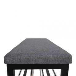 HOUSE NORDIC Banc Gris Et Noir Avec Deux Etagères PADOVA -Vente-unique shop banc gris et staructure noir avec deux etageres daril design 1195521 3 1140x1140