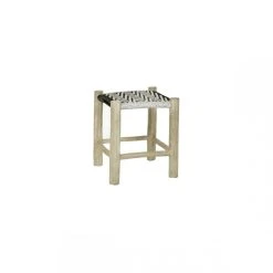 Pomax Tabouret GYPSY En Bois De Teck L38 X L38 X H45 Cm Naturel Et Noir