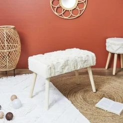 TOILINUX Banc Mirage Avec Détails Motif En Polyester Et MDF - Beige Et Blanc -Vente-unique shop banc mirage avec details motif en polyester et mdf beige et blanc 13604926 37390368 1140x1140