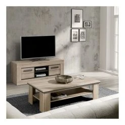 NOUVOMEUBLE Meuble TV 145 Cm Couleur Chêne Clair WINONA -Vente-unique shop banc television bois clair zd4 z