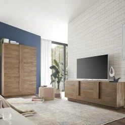 NOUVOMEUBLE Banc TV 3 Portes Contemporain Couleur Chêne JUNON -Vente-unique shop banc tv 3 portes contemporain couleur chene junon 12088316 32060902 1140x1140