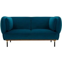 Pegane Banquette 2 Places, Canapé En Tissu Velours Coloris Bleu Foncé Avec ...