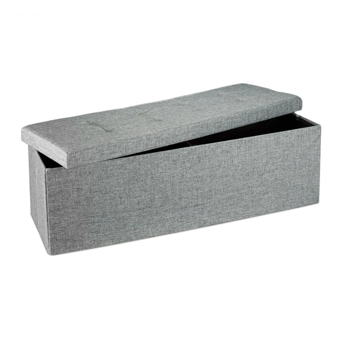 HELLOSHOP26 Banquette Banc Pour Coffre De Rangement En Lin Avec Couvercle Gris 114... 4 HELLOSHOP26 Banquette Banc Pour Coffre De Rangement En Lin Avec Couvercle Gris 114... – Image 2