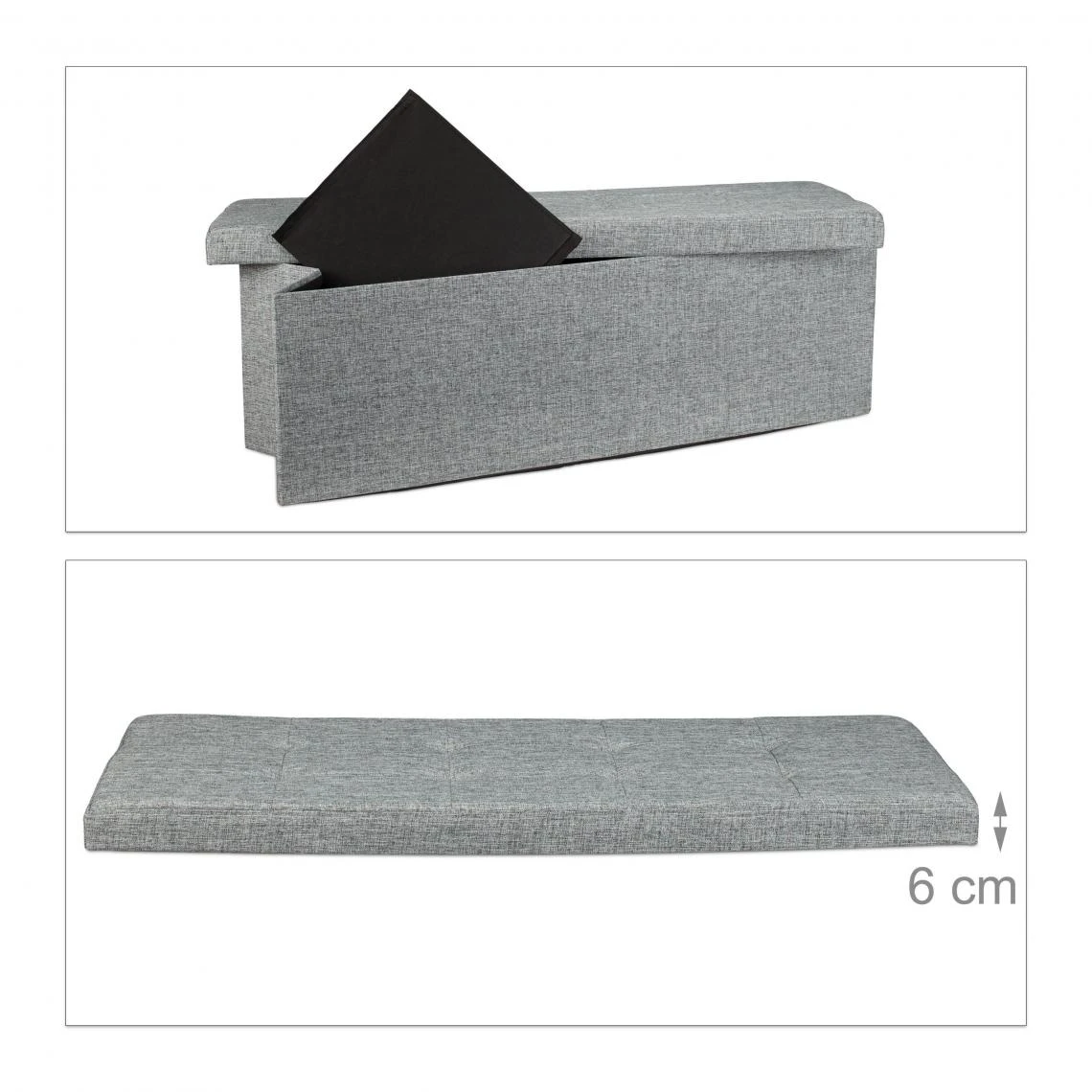 HELLOSHOP26 Banquette Banc Pour Coffre De Rangement En Lin Avec Couvercle Gris 114... 7 HELLOSHOP26 Banquette Banc Pour Coffre De Rangement En Lin Avec Couvercle Gris 114... – Image 5