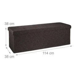 HELLOSHOP26 Banquette Banc Pour Coffre De Rangement En Lin Avec Couvercle Marron 1...