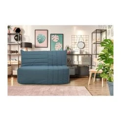 Gruhier Banquette BZ 2 Places BECCI - Tissu Bleu De Prusse - Matelas Bultex - ... -Vente-unique shop banquette bz 2 places becci tissu bleu de prusse matelas bultex l142 x p101 x h95cm fabrication francaise gruhier 13686256 37735508 1140x1140
