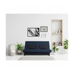 UB DESIGN SALON Canapé Lit Romy CC 130 Mousse 35 Kg Couette Grison -Vente-unique shop banquette clic clac dunlopillo tissu gris 2 coussins noir l 194 x p 98 x h 100 cm roxi 7221668 17998656 1200x1200