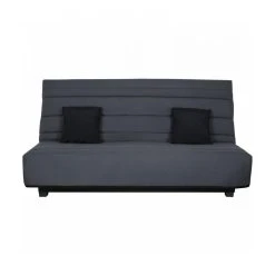 Banquette Clic Clac Dunlopillo - Tissu Gris + 2 Coussins Noir - L 194 ...