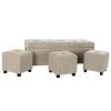 Pegane Banquette Coffre + 3 Poufs En Bois Et Lin Coloris Beige