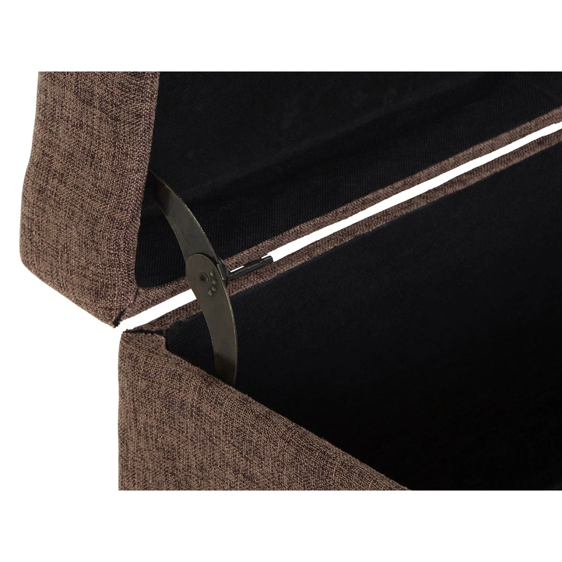 Pegane Banquette Coffre + 3 Poufs En Bois Et Lin Coloris Marron 5 Pegane Banquette Coffre + 3 Poufs En Bois Et Lin Coloris Marron – Image 3