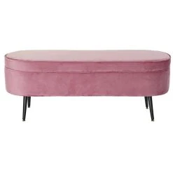 Pegane Banquette Coffre En Bois Coloris Rose Et Pieds Noir - Longueur 120 X P...