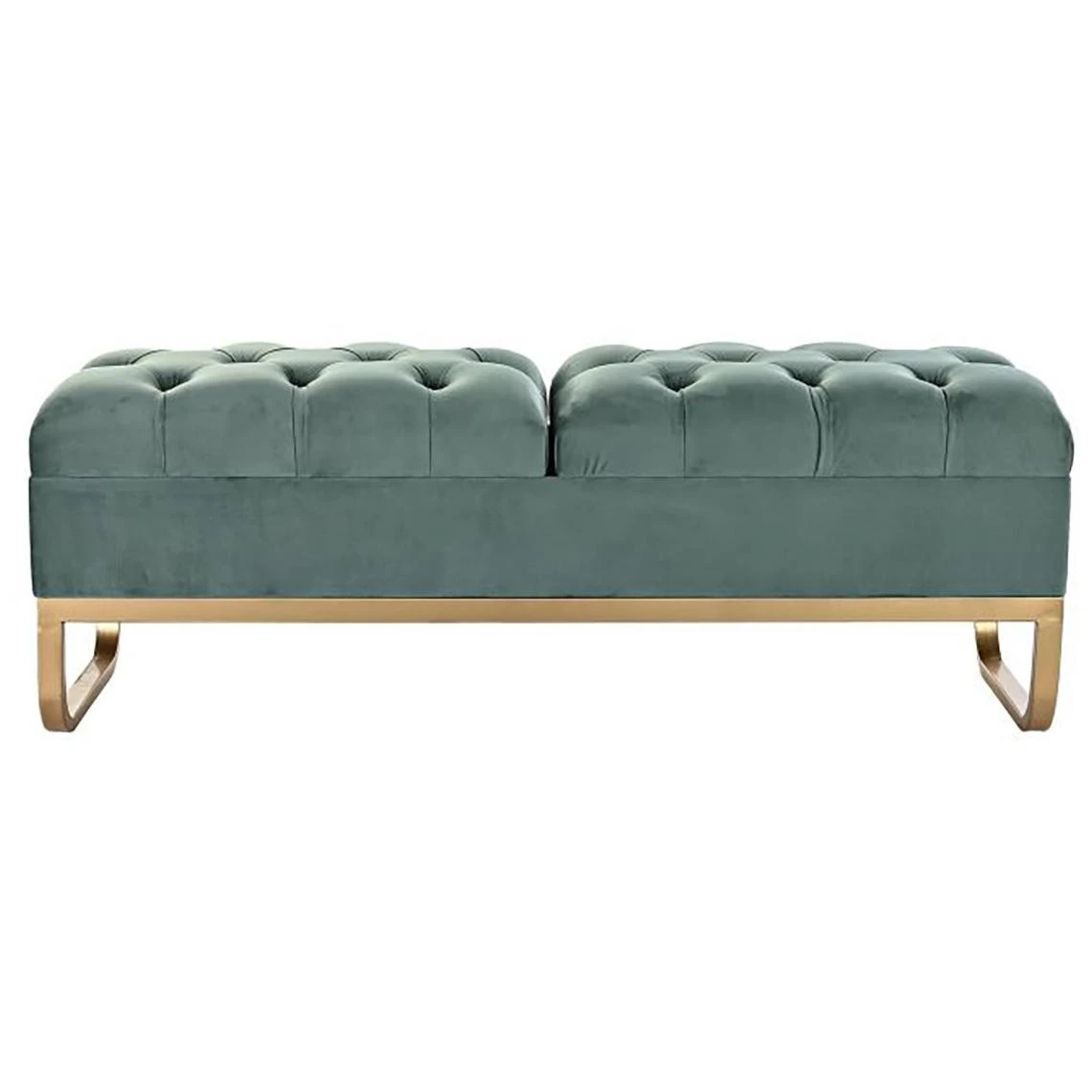 Pegane Banquette Coffre En Métal Coloris Vert Et Pieds Doré- Longueur 120 X... 6 Pegane Banquette Coffre En Métal Coloris Vert Et Pieds Doré- Longueur 120 X... – Image 4