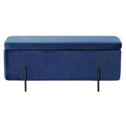 Pegane Banquette Coffre En Métal Et Velours Coloris Bleu - Longueur 108 X Pr... -Vente-unique shop banquette coffre en metal et velours coloris bleu longueur 108 x profondeur 46 x hauteur 45 cm 13600902 37358172 1140x1140