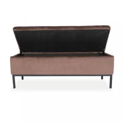 Marque Generique Banquette Coffre Louise Velours Marron Pieds Noirs -Vente-unique shop banquette coffre louise velours marron pieds noirs 12095994 32083886 1140x1140