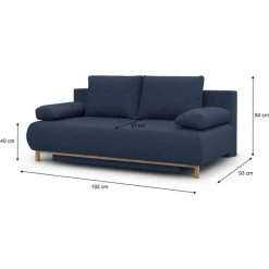 Tbs Banquette Convertible 3 Places MIKA - Tissu Bleu Foncé - Coffre De Ra... -Vente-unique shop banquette convertible 3 places mika tissu bleu fonce coffre de rangement l 192 x h 84 x p 93 cm 14070028 39073274 1140x1140