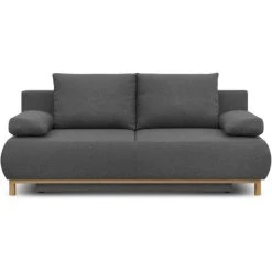 Unknown Banquette Convertible 3 Places MIKA - Tissu Gris - Coffre De Rangement...