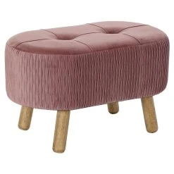 Pegane Banquette En Bois Et Velours Rose - Longueur 60 X Profondeur 35 X Haut...