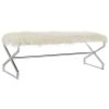 Pegane Banquette En Métal Coloris Blanc Et Pieds Argenté - Longueur 120 X P...