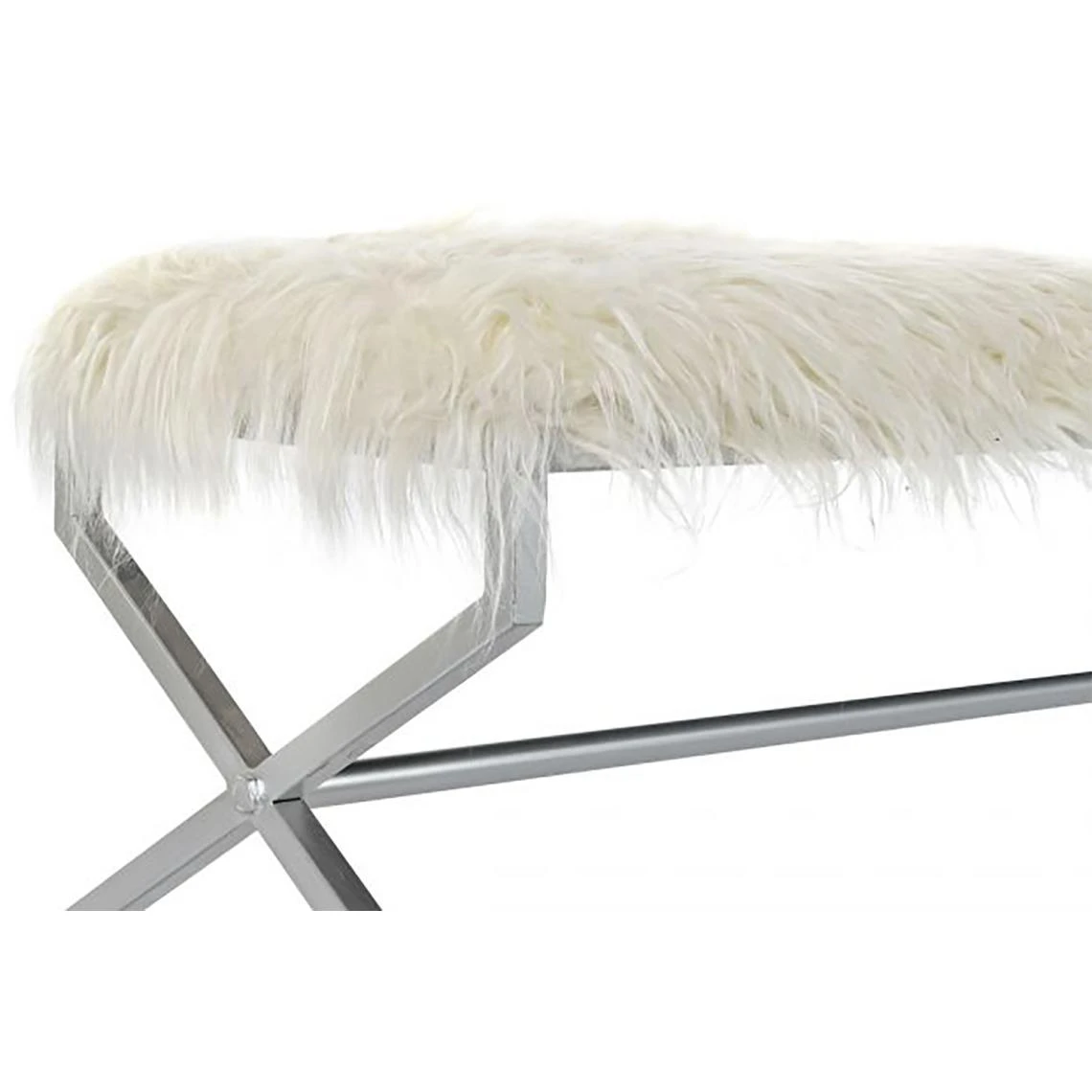 Pegane Banquette En Métal Coloris Blanc Et Pieds Argenté - Longueur 120 X P... 6 Pegane Banquette En Métal Coloris Blanc Et Pieds Argenté - Longueur 120 X P... – Image 4