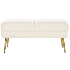 Pegane Banquette En Métal Coloris Blanc Et Pieds Doré- Longueur 106 X Profo... -Vente-unique shop banquette en metal coloris blanc et pieds dore longueur 106 x profondeur 45 x hauteur 50 cm 13600908 37358204 1140x1140