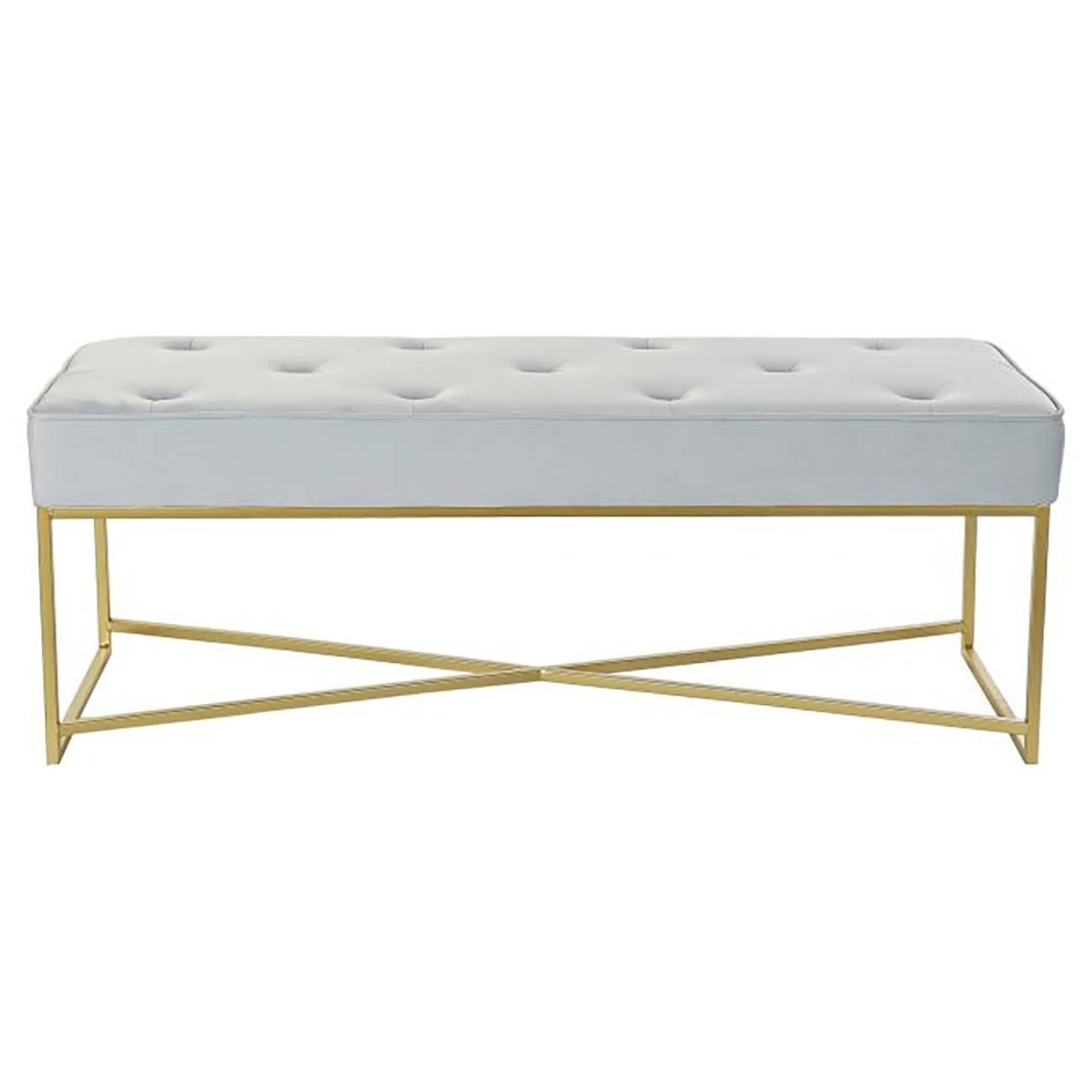 Pegane Banquette En Métal Coloris Bleu Ciel Et Pieds Doré- Longueur 119 X P... 4 Pegane Banquette En Métal Coloris Bleu Ciel Et Pieds Doré- Longueur 119 X P... – Image 2