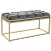 Pegane Banquette En Métal Coloris Gris Foncé Et Pieds Doré- Longueur 100 X... -Vente-unique shop banquette en metal coloris gris fonce et pieds dore longueur 100 x profondeur 40 x hauteur 50 cm 13600868 37358008 1140x1140