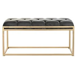 Pegane Banquette En Métal Coloris Gris Foncé Et Pieds Doré- Longueur 100 X... -Vente-unique shop banquette en metal coloris gris fonce et pieds dore longueur 100 x profondeur 40 x hauteur 50 cm 13600868 37358014 1140x1140