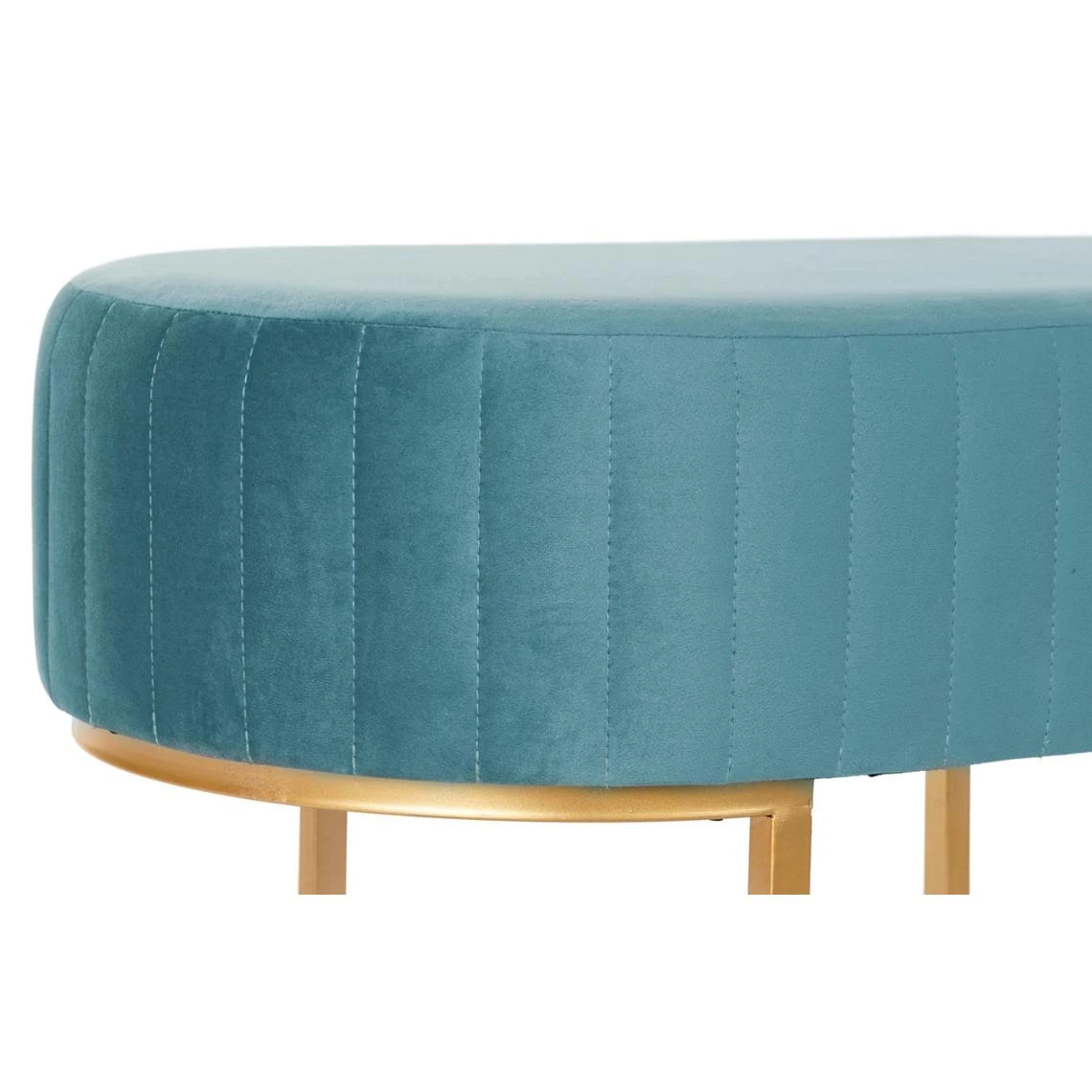 Pegane Banquette En Métal Et Velours Bleu - Longueur 90 X Profondeur 50 X Ha... 5 Pegane Banquette En Métal Et Velours Bleu - Longueur 90 X Profondeur 50 X Ha... – Image 3