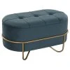 Pegane Banquette En Métal Et Velours Coloris Bleu Et Pieds Doré - Longueur ...