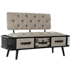 Pegane Banquette En PU Avec 2 Tiroirs Coloris Beige - Longueur 120 X Profonde...