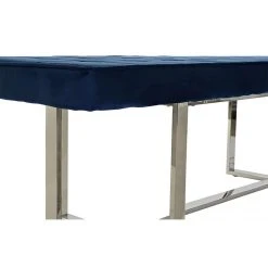 Pegane Banquette En Velours Bleu Et Pieds En Acier - Longueur 150 X Profondeu... -Vente-unique shop banquette en velours bleu et pieds en acier longueur 150 x profondeur 45 x hauteur 45 cm 13600978 37358532 1140x1140