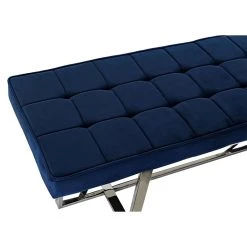 Pegane Banquette En Velours Bleu Et Pieds En Acier - Longueur 150 X Profondeu... -Vente-unique shop banquette en velours bleu et pieds en acier longueur 150 x profondeur 45 x hauteur 45 cm 13600978 37358536 1140x1140