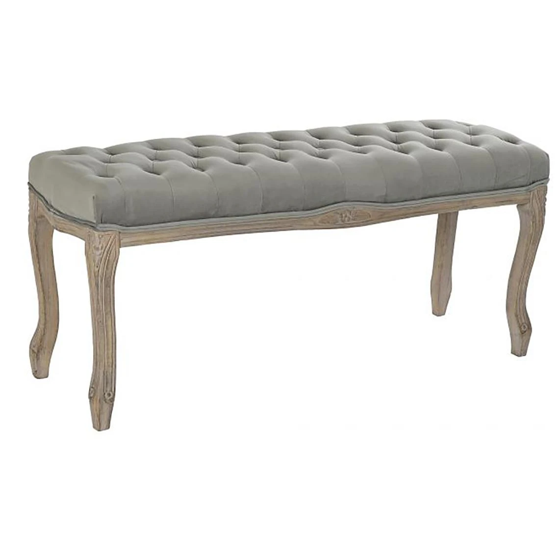 Pegane Banquette En Velours Et Bois De Caoutchouc Coloris Gris - Longueur 112... 3 Pegane Banquette En Velours Et Bois De Caoutchouc Coloris Gris - Longueur 112...