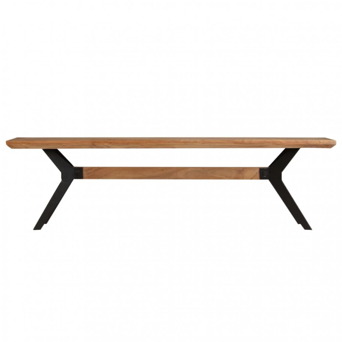 HELLOSHOP26 Banquette Pouf Tabouret Meuble Banquette Bois D'acacia Massif Et Acier... 5 HELLOSHOP26 Banquette Pouf Tabouret Meuble Banquette Bois D'acacia Massif Et Acier... – Image 3