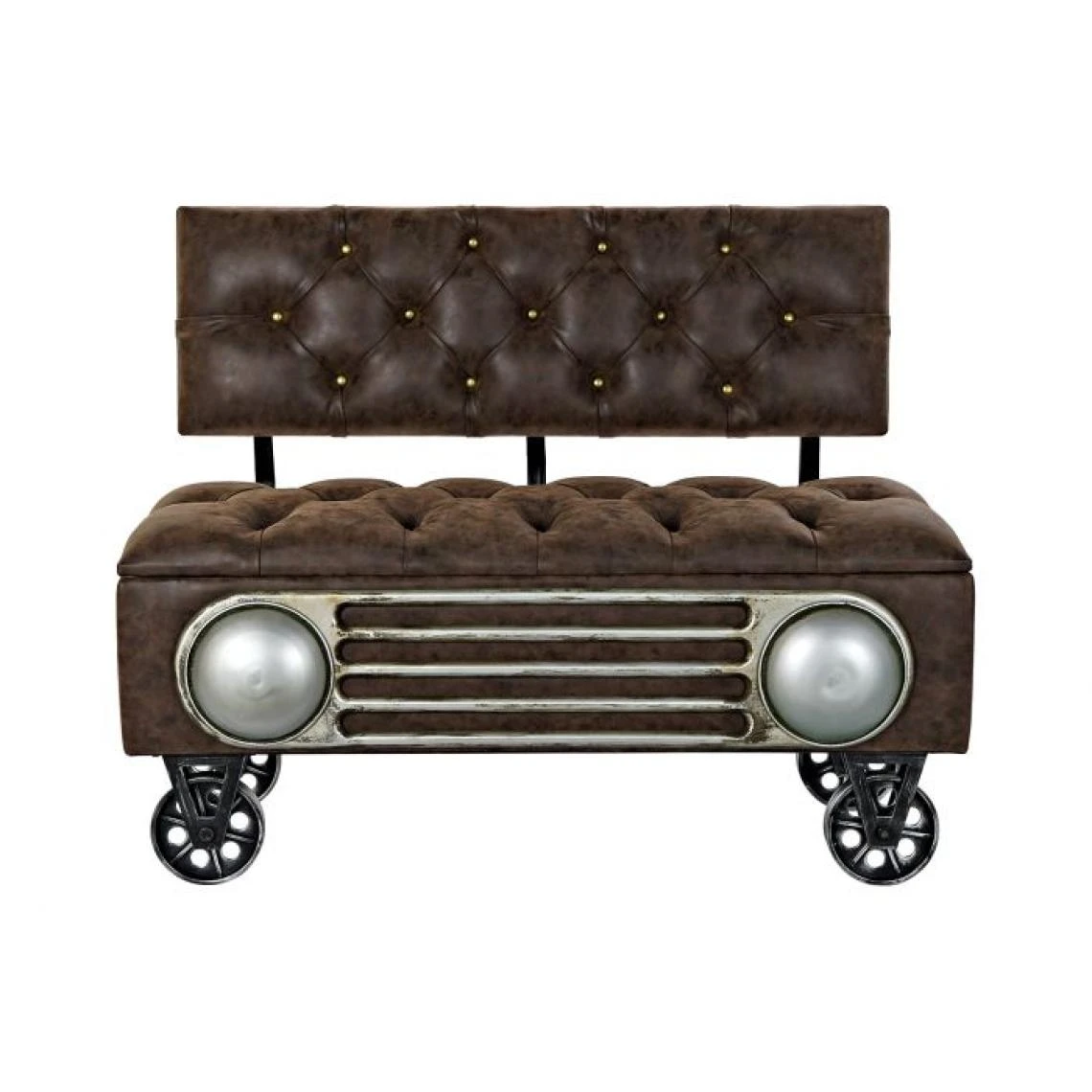 Pegane Banquette Voiture En Bois /PU Coloris Marron - Longueur 101 X Profonde... 4 Pegane Banquette Voiture En Bois /PU Coloris Marron - Longueur 101 X Profonde... – Image 2