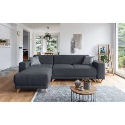 Bestmobilier Canapé D'angle Réversible Convertible 4 Places BELLA - Tissu Gris Fo... -Vente-unique shop bobochic bella canape d angle reversible convertible avec coffre 4 places tissu 1