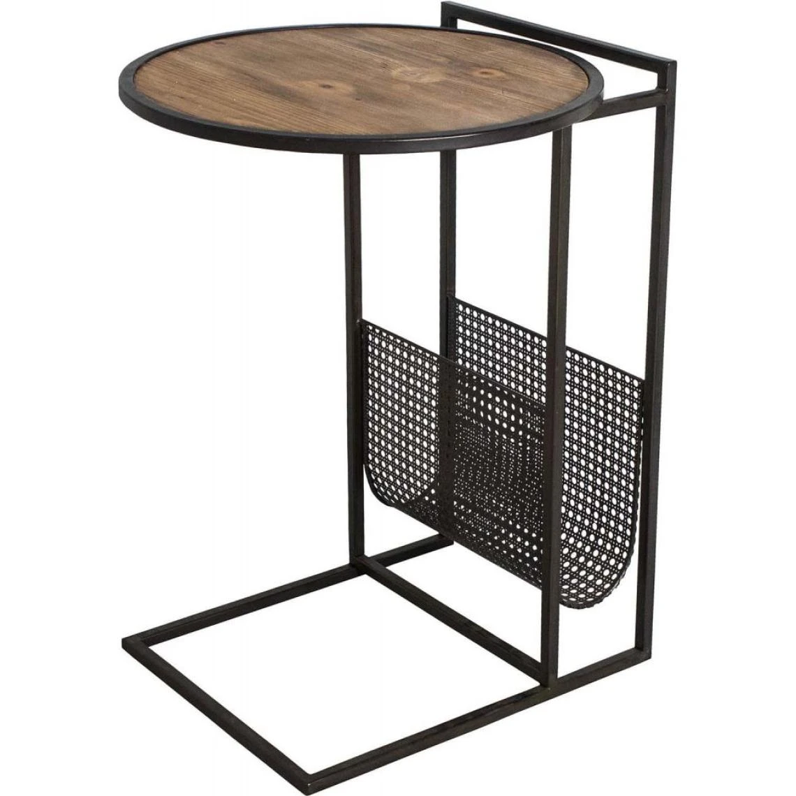 Antic Line Creations Bout De Canapé Industriel Avec Porte-revues. 3 Antic Line Creations Bout De Canapé Industriel Avec Porte-revues.