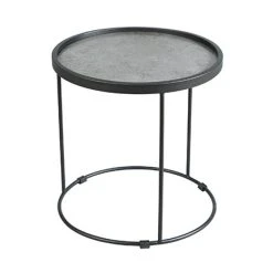 MES Bout De Canapé Rond 50 Cm Gris Et Anthracite - VIDAL